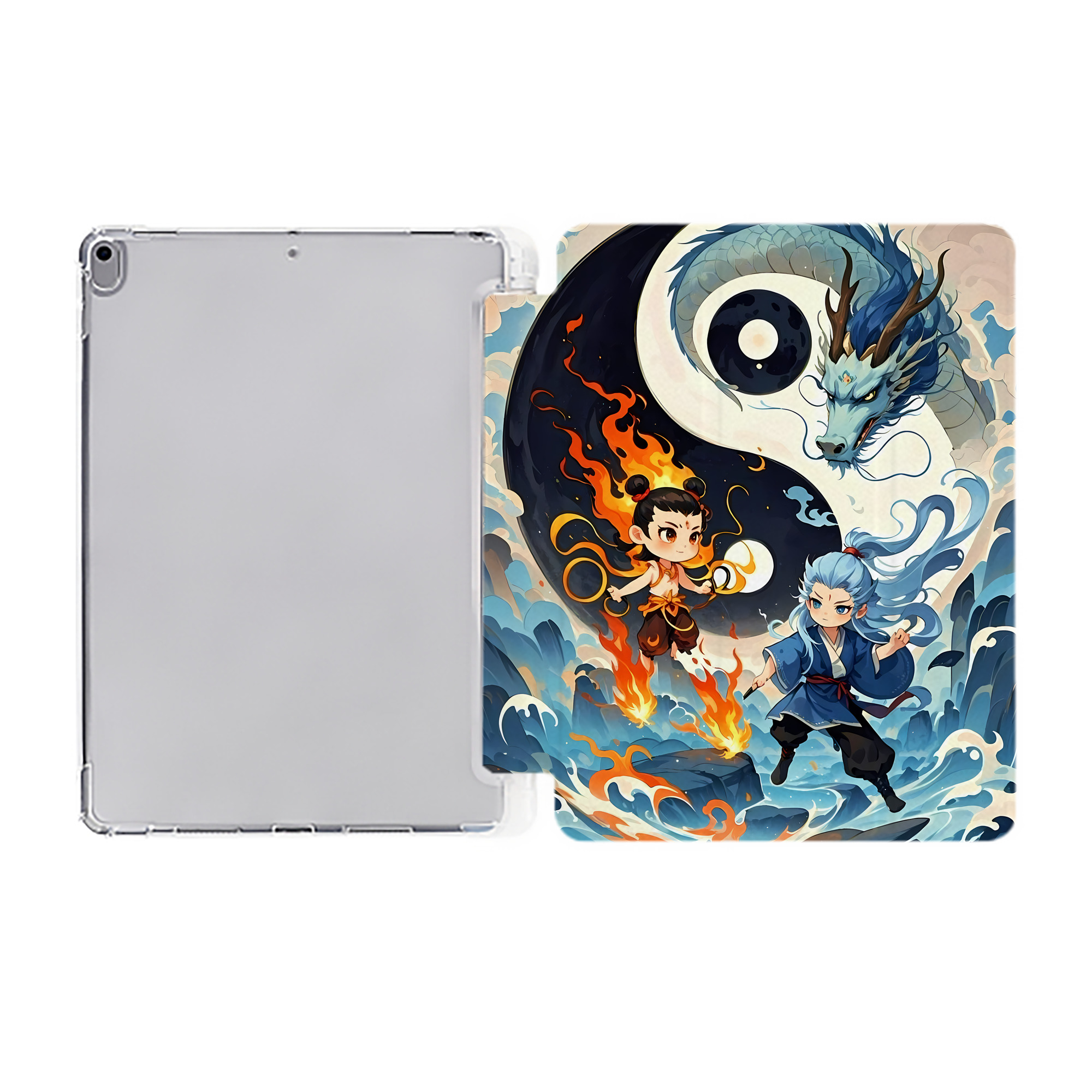 （画像用） Ne Zha 2 ナタ 魔童の大暴れ IPad ケース ペン収納付き 三つ折りスタンド PUレザー×シリコン 対応機種9.5/10.5/10.9インチ